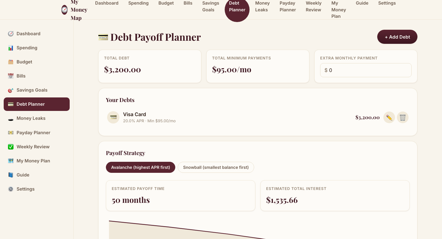 Debt Payoff Planner — real product screenshot