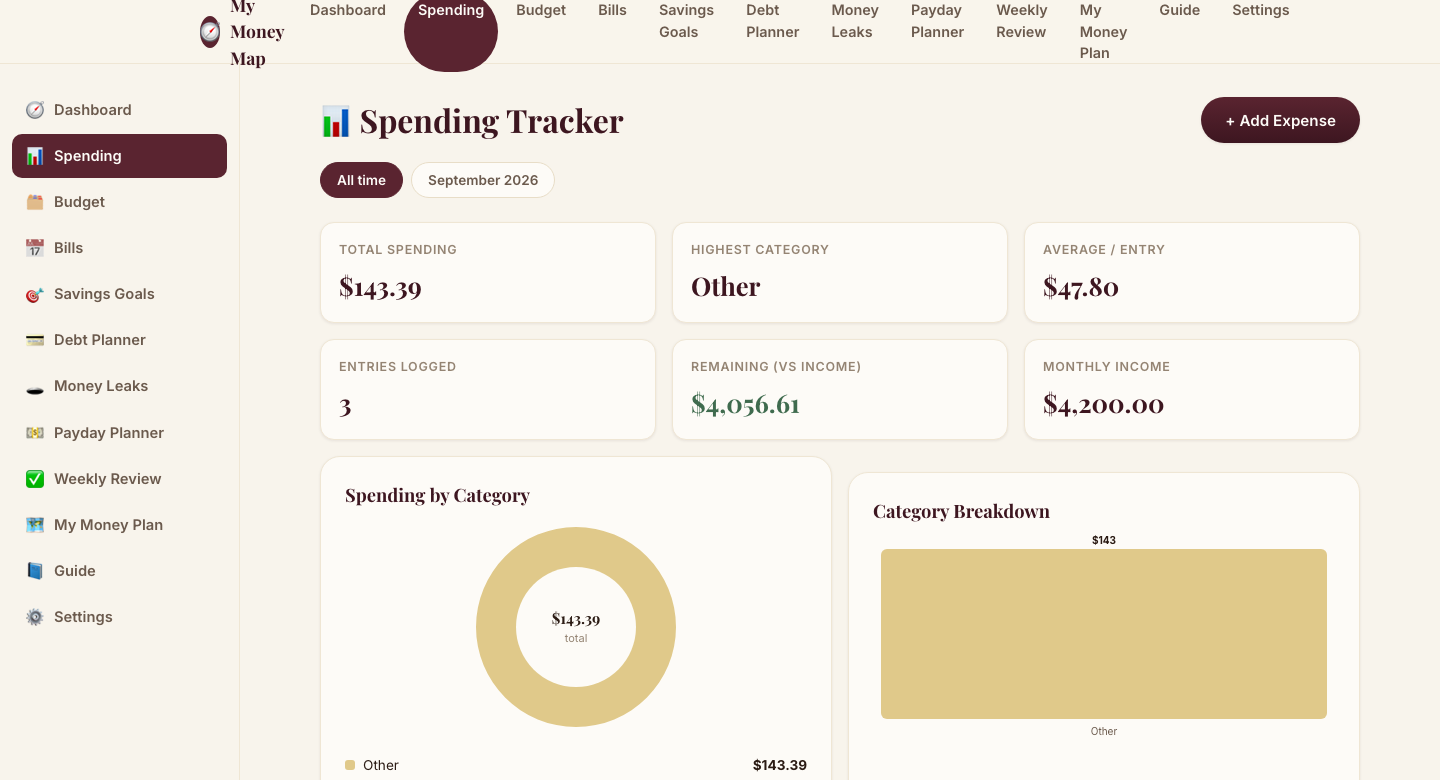 Spending Tracker — real product screenshot